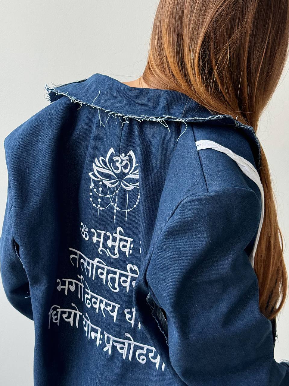 Denim Jacket with Gayatri mantra