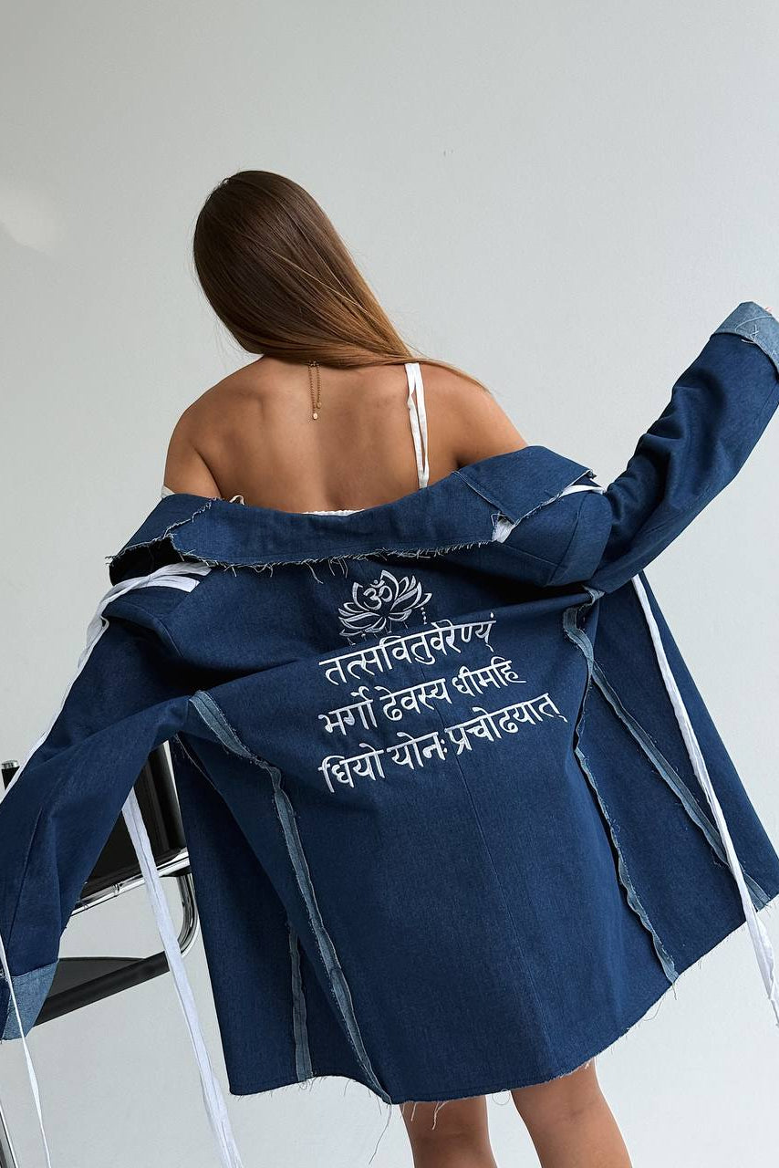 Denim Jacket with Gayatri mantra