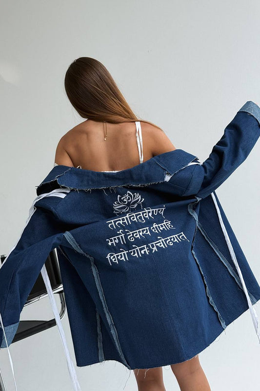 Denim Jacket with Gayatri mantra